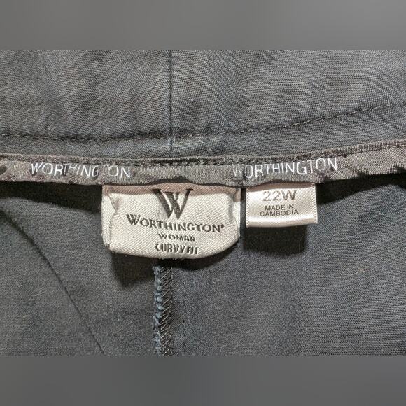 Worthington Curvy Fit Wide Leg Pants Cotton Stretch Relaxed Trousers Black 22W - Picture 7 of 8